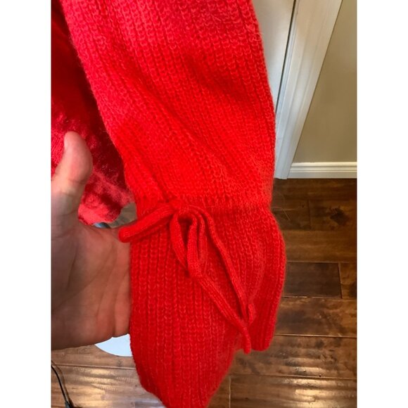 Andersson Bell Red Fabiana Ruffle Deep V-Neck Knit Sweater, Size M - Picture 7 of 9